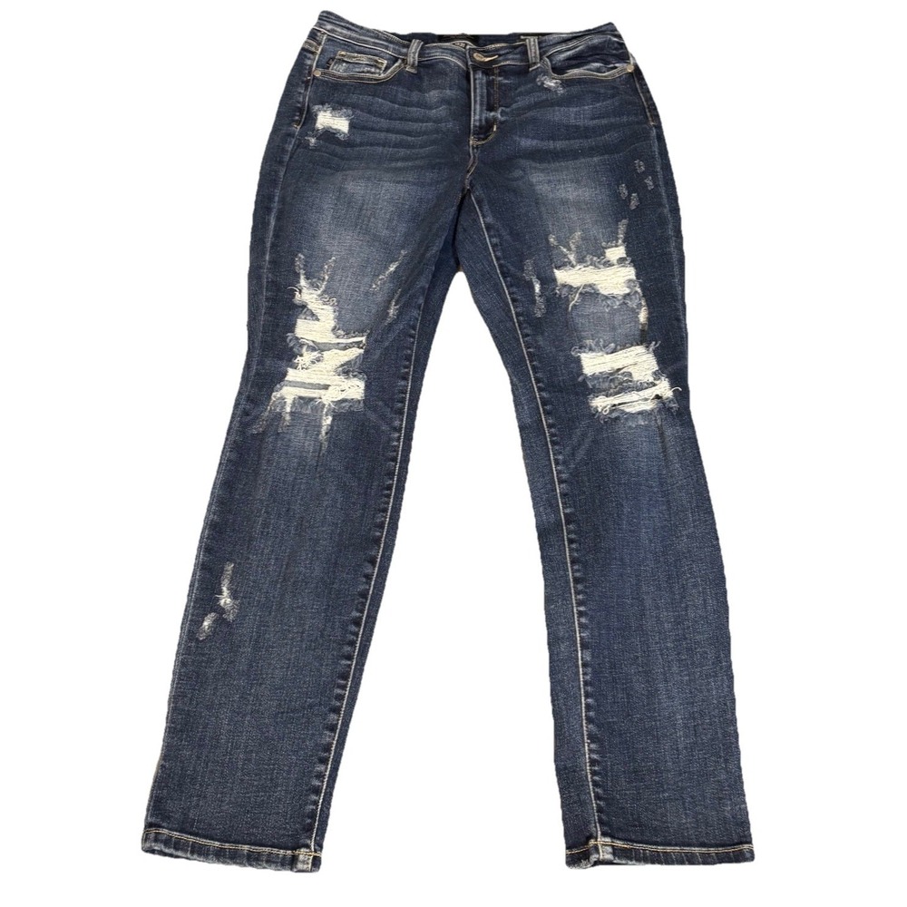 Judy Blue Women's Denim Blue Jeans 13/31x29 Mid Rise Boyfriend Fit Distressed